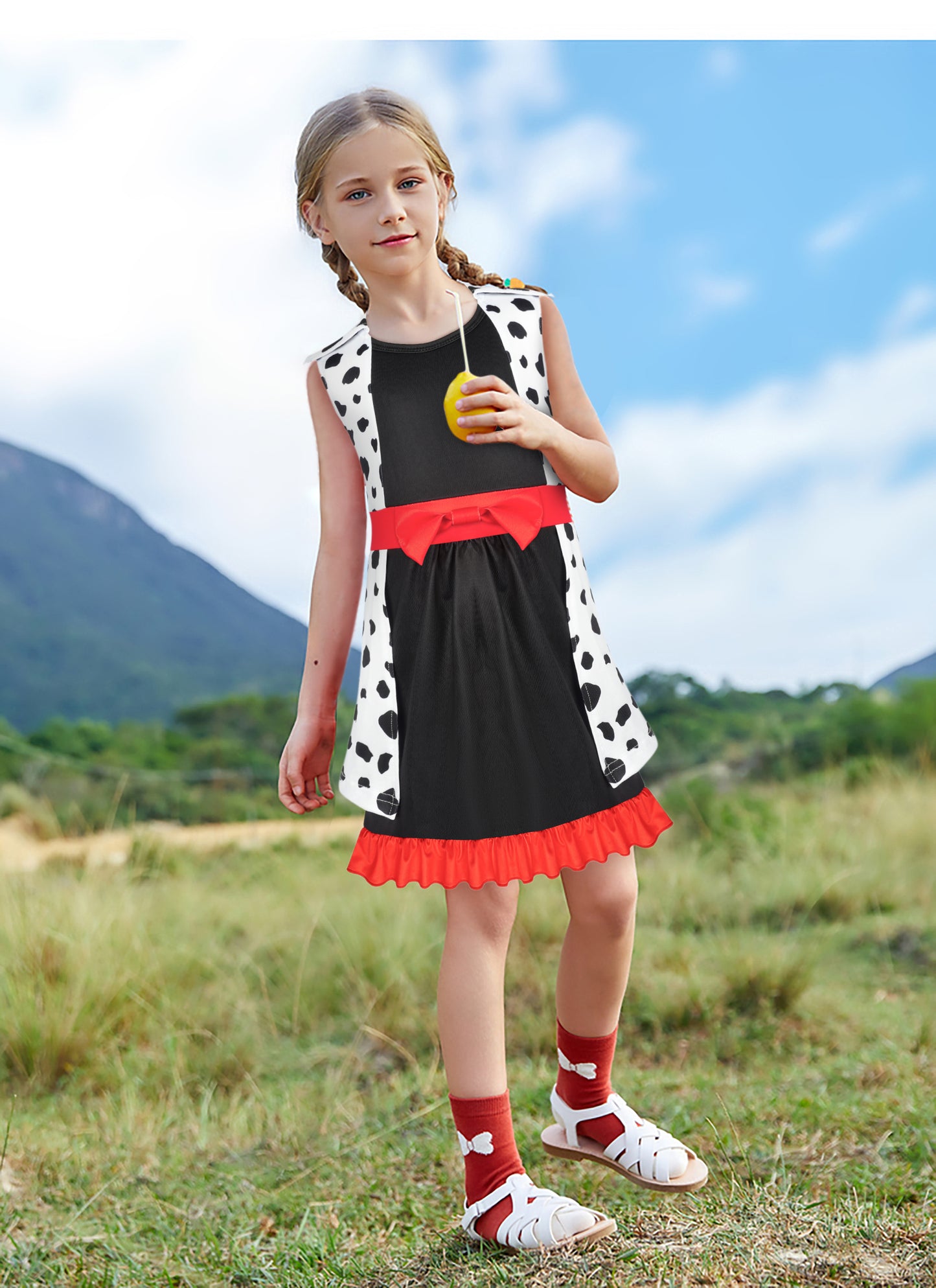 Cruella Cosplay Costume Dalmatian Dress