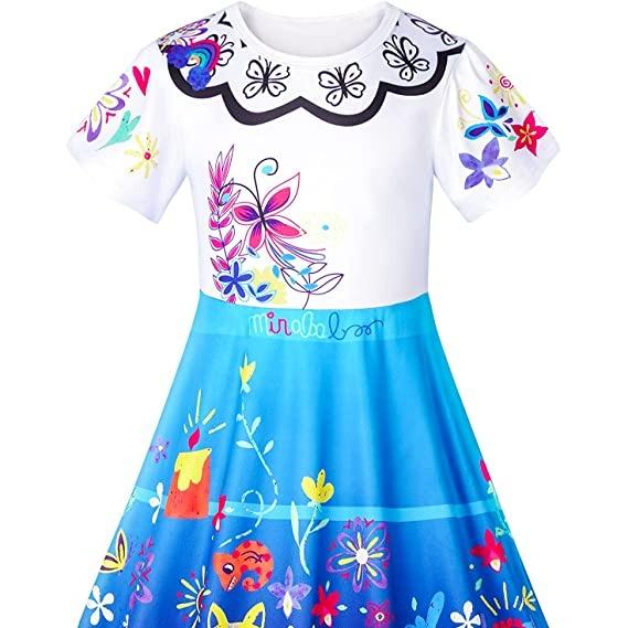 Mirabel Costume Girls Princess Outfit Jumpsuit Kids Halloween Party Cosplay Summer Dress Up with Bag 4-9 Years