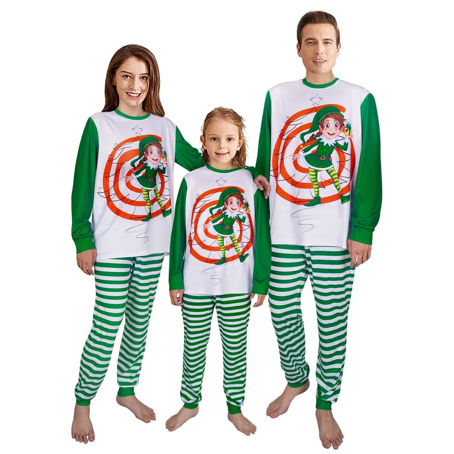 Family Green Elf Christmas Top and Pants Set