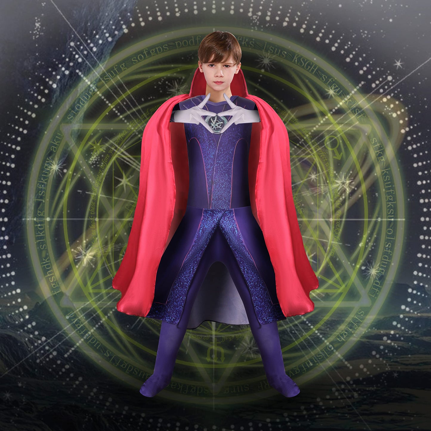 Strange Costume for Kids Dr Cosplay with Superhero Capes Full Jumpsuit Cloak Madness Outfits Halloween Party Boys