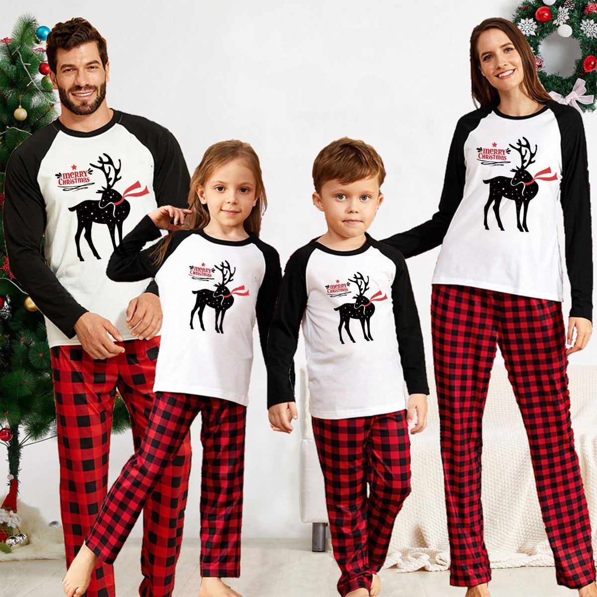 Family Christmas Deer Printing Pajama Set