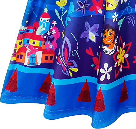 Mirabel Costume Girls Princess Outfit Jumpsuit Kids Halloween Party Cosplay Summer Dress Up with Bag 4-9 Years