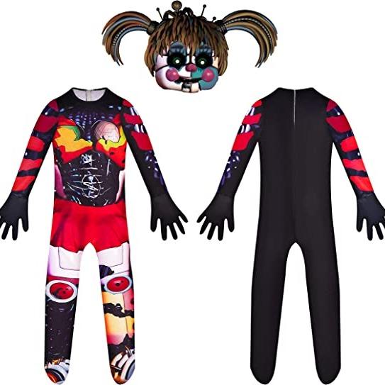 FNAF Five Nights at Freddy's Cosplay Costume Kids Jumpsuit Bodysuit Costume For Kids Boys Girls Creepy Halloween Cosplay Party Bodysuit