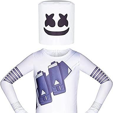 Boys DJ Costume for Kids Music Festival Halloween Party Cosplay Jumpsuit with Full Head Helmet DJ Mask 5-12 Years