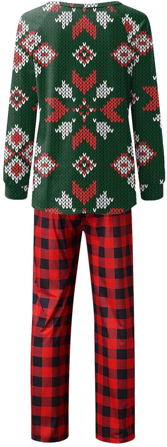 Matching Family Pajamas Sets Christmas PJ's Print Top and Plaid Pants Xmas Sleepwear