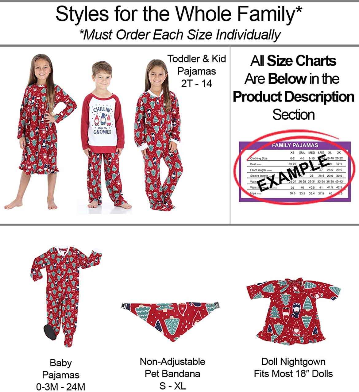 Family Matching Gnomies Christmas Pajama Sets
