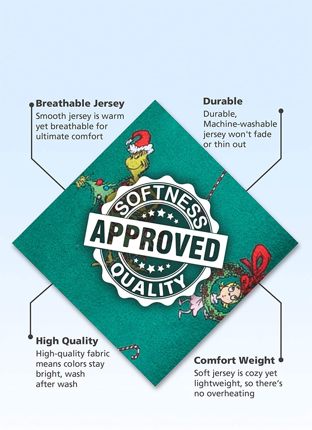 PajamaGram Holiday Grinch Pajamas Soft - Family Christmas Pajamas, Gray