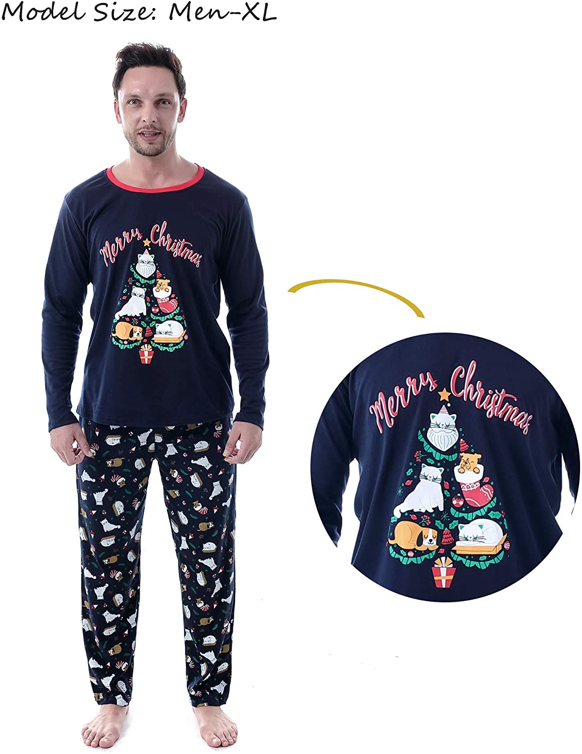 Christmas Family Matching Pajama Red Holiday Pjs Sets Cotton Sleepwear