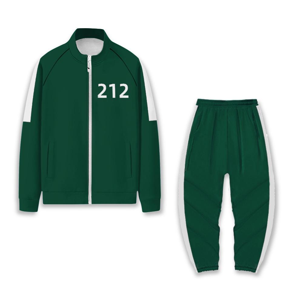 Squid Game Jacket Pants Round Six Men Women Costumes Cosplay Sports Zipper Cardigan Digital 456 Printing Pocket Sweatshirts Set