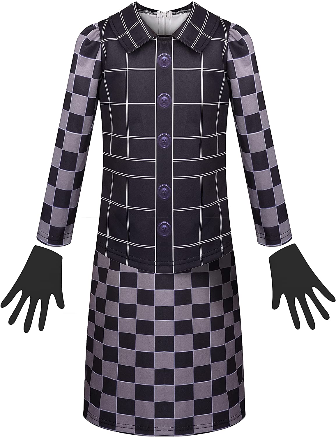 Cruella Costume Kids Girls Jacket Dress with Wig Gloves Outfits