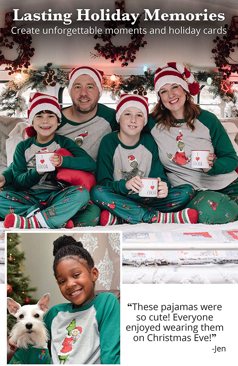 PajamaGram Holiday Grinch Pajamas Soft - Family Christmas Pajamas, Gray