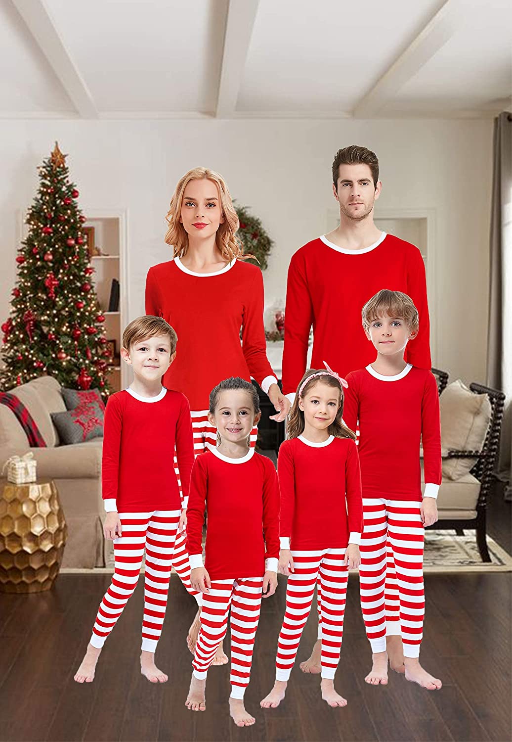 Family Red Striped Matching Pjamas Set