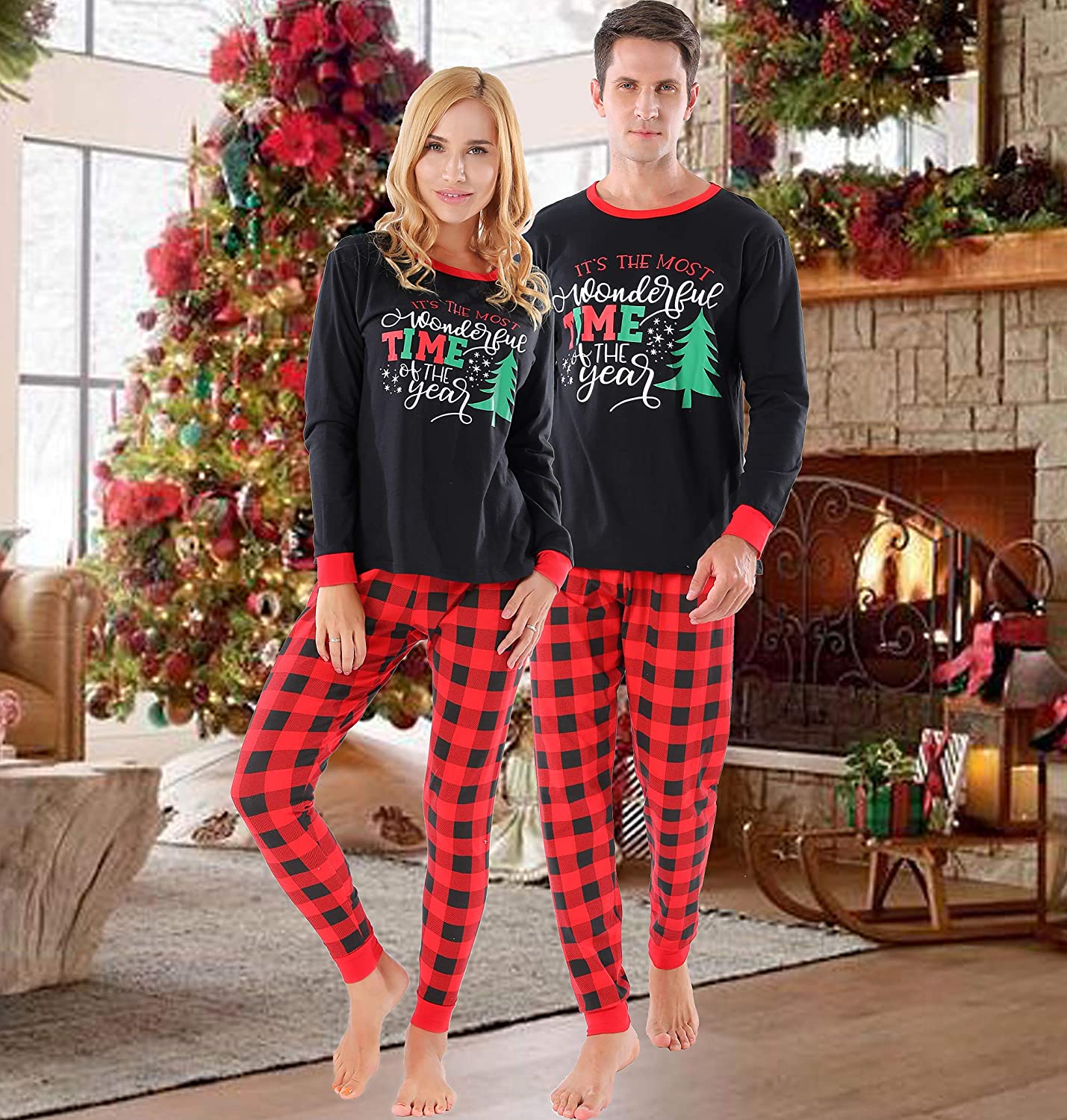 Christmas Family Matching Pajamas Set Santa's Deer Sleepwear For The Family Women And Men