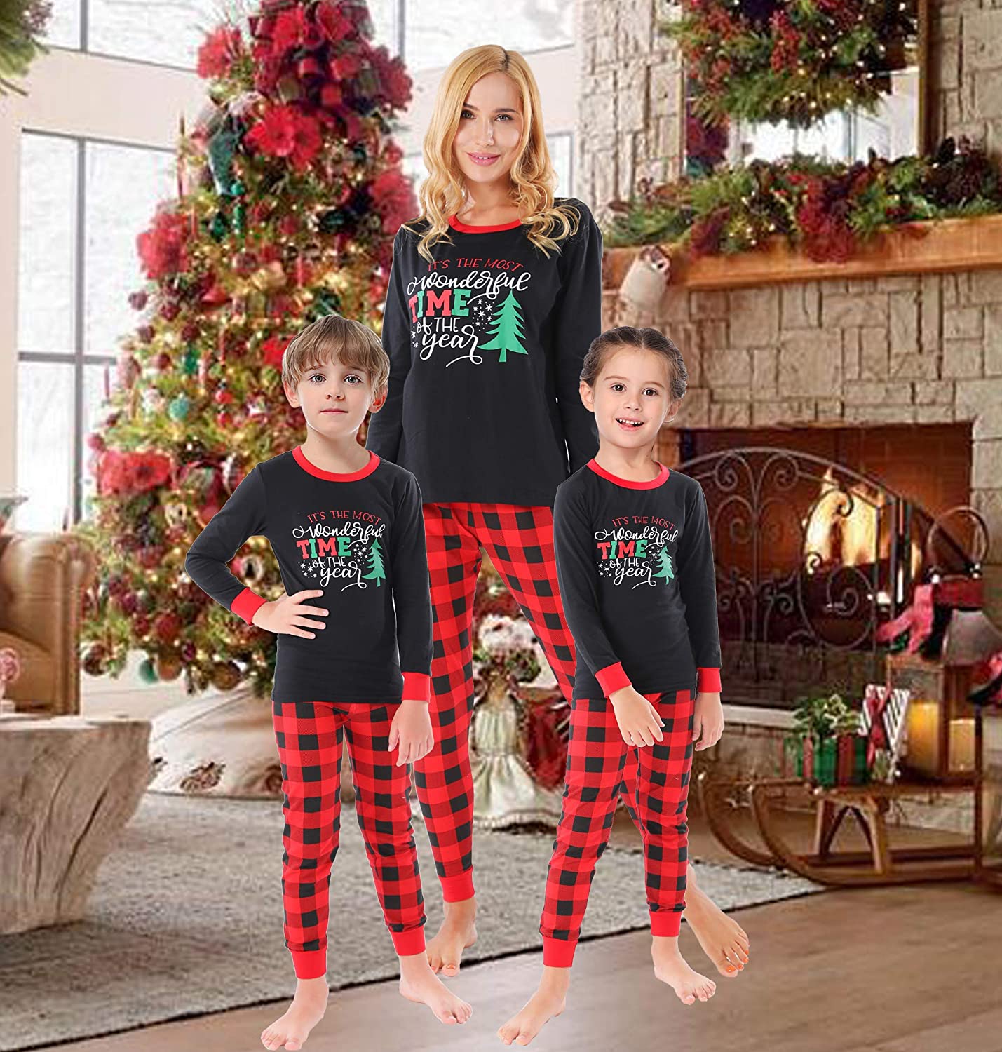 Christmas Family Matching Pajamas Set Santa's Deer Sleepwear For The Family Women And Men