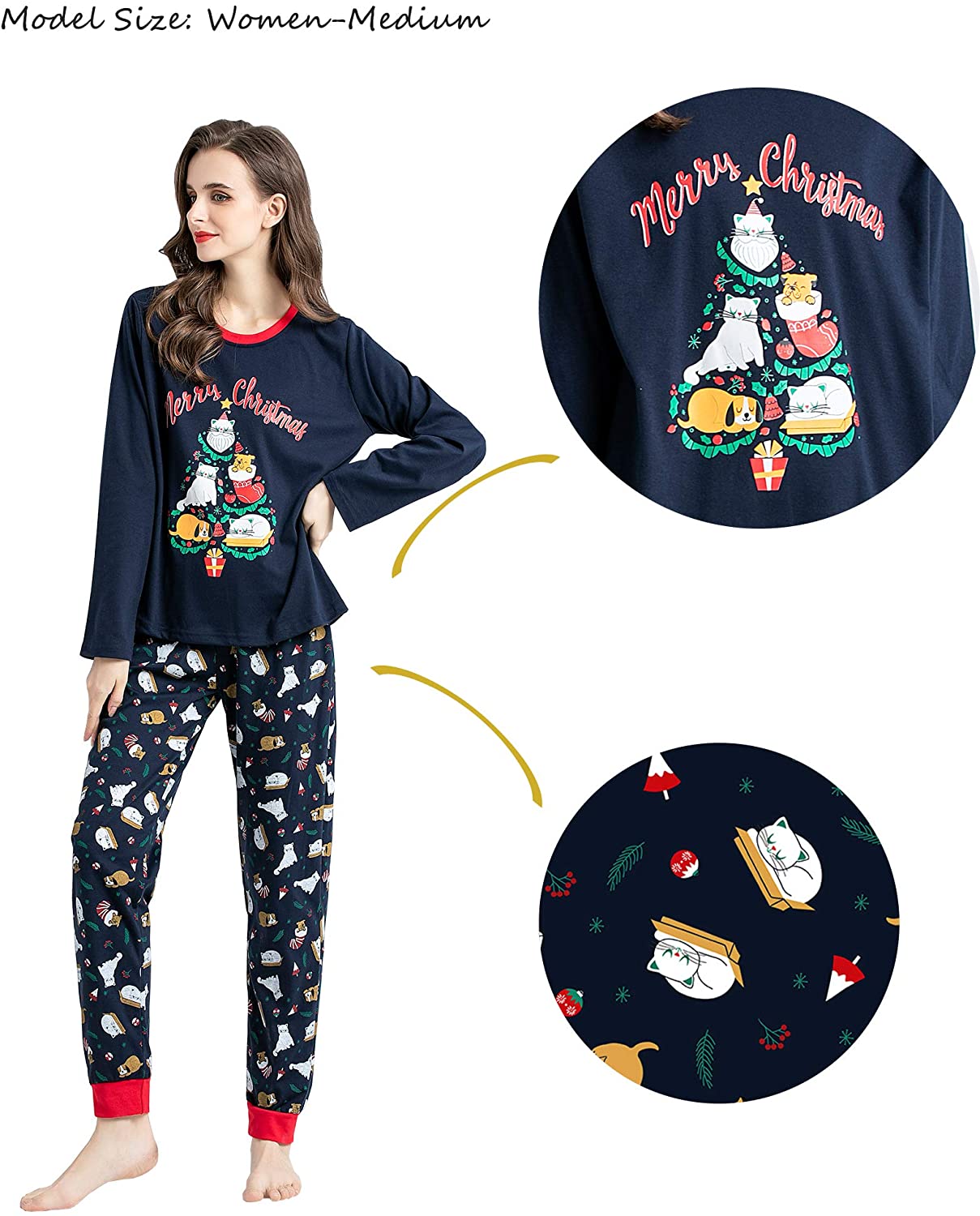 Christmas Family Matching Pajama Red Holiday Pjs Sets Cotton Sleepwear