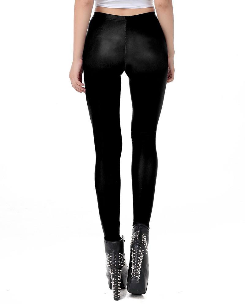 Black Rose Skeleton Print Halloween Leggings
