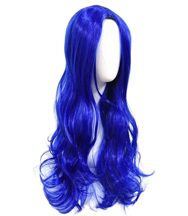 Girls Costume Jumpsuit with Dark Blue Long Wavy Wigs