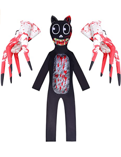 Boys Cartoon Scary Cat Costume Horror Monster Halloween Cosplay Jumpsuit