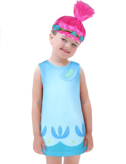 Girls Costume Toddler Girls Dress Outfit with Wig for Halloween