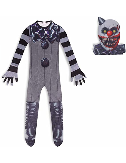 Kids Clown Gremlins Costume Scary Game Jumpsuit for Halloween Dress Up Party