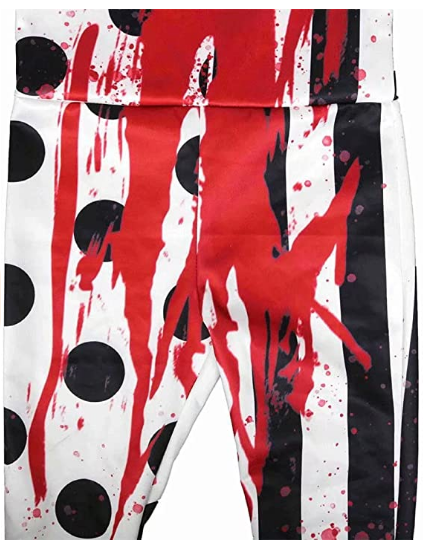 Scary Clown Costume Bodysuit Halloween Dress Up Jumpsuit with Mask