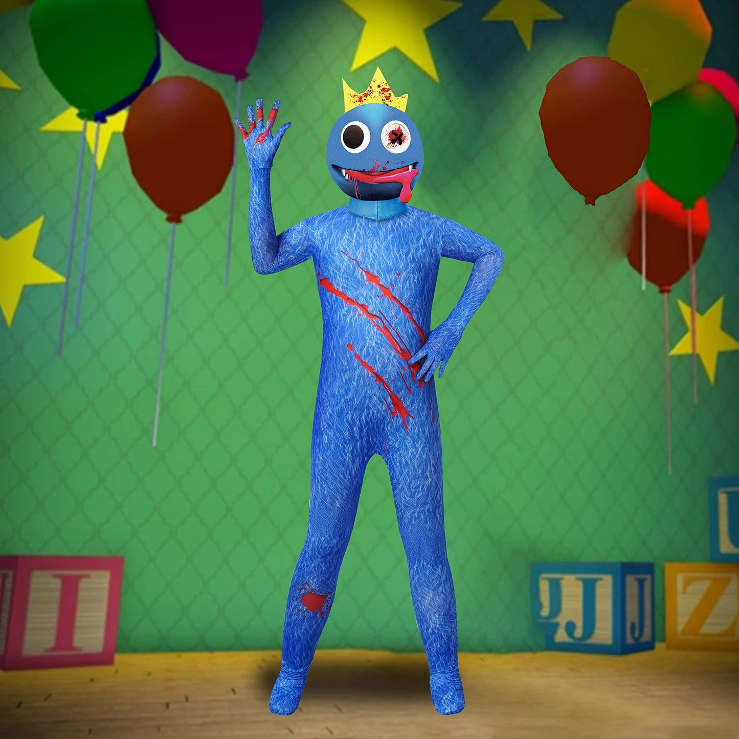 Rainbow Friends Roblox Games Costume for Kids Blue Monster Wiki Cosplay Horror Game Halloween Jumpsuit Party Outfit