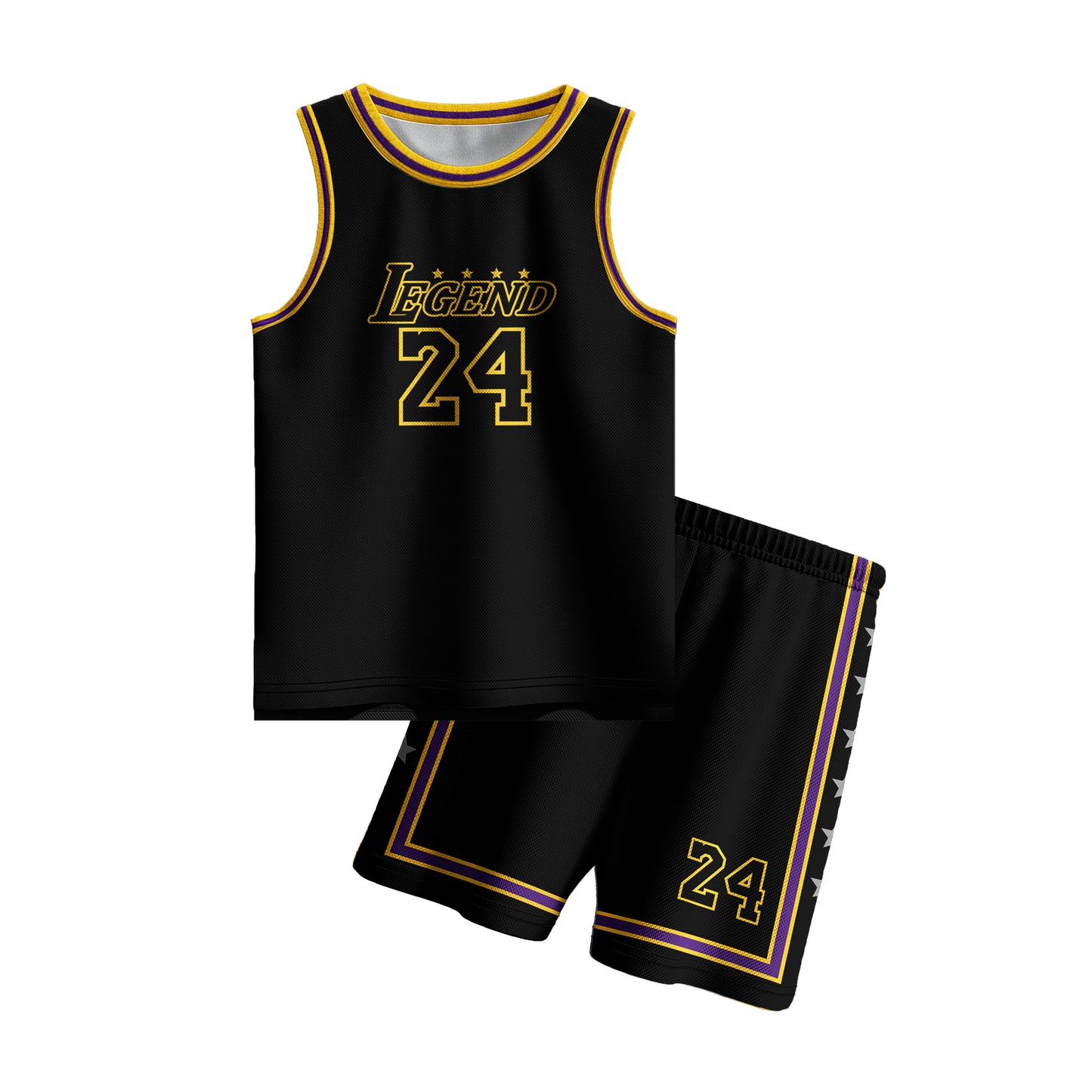 Kids Basketball Jerseys #24 Classic Mesh Tank Top Shorts for Boys Girls Sleeveless Athletic Training Uniforms