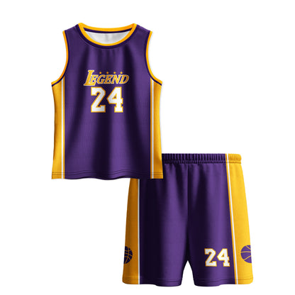 Kids Basketball Jerseys #24 Mesh Sleeveless Tank Top Shorts Socks for Boys Girls 3PC Athletic Training Uniforms