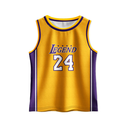 Kids Basketball Jerseys #24 Mesh Sleeveless Tank Top Shorts Socks for Boys Girls 3PC Athletic Training Uniforms