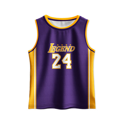 Kids Basketball Jerseys #24 Mesh Sleeveless Tank Top Shorts Socks for Boys Girls 3PC Athletic Training Uniforms