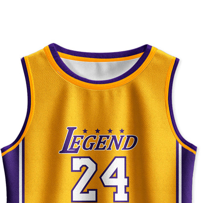 Kids Basketball Jerseys #24 Classic Mesh Tank Top Shorts for Boys Girls Sleeveless Athletic Training Uniforms