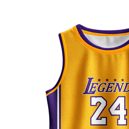 Kids Basketball Jerseys #24 Classic Mesh Tank Top Shorts for Boys Girls Sleeveless Athletic Training Uniforms