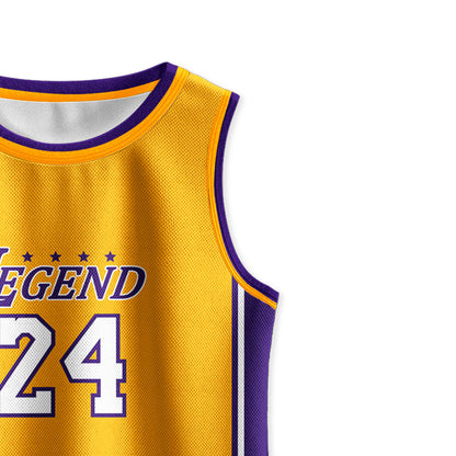 Kids Basketball Jerseys #24 Classic Mesh Tank Top Shorts for Boys Girls Sleeveless Athletic Training Uniforms