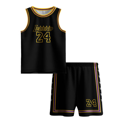 Kids Basketball Jerseys #24 Mesh Sleeveless Tank Top Shorts Socks for Boys Girls 3PC Athletic Training Uniforms