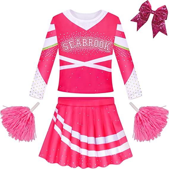 Cheerleader Costume for Girls with Accessories Halloween Cosplay Party Movie Dress up 4-12Y