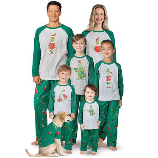 PajamaGram Holiday Grinch Pajamas Soft - Family Christmas Pajamas, Gray