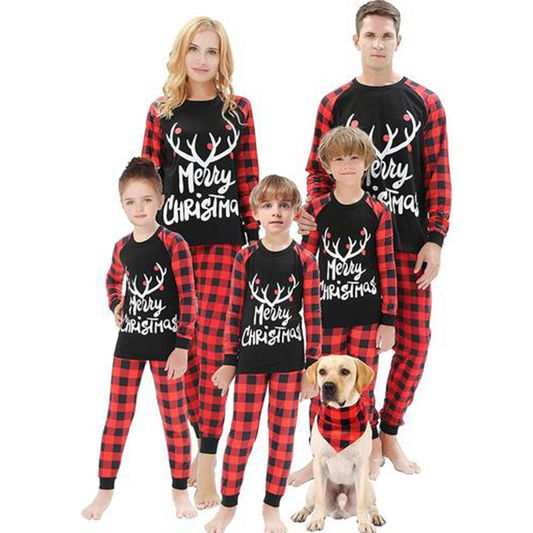 Matching Family Christmas Pajamas Women Men Plaid Deer Sleepwear Elk Clothes Pjs