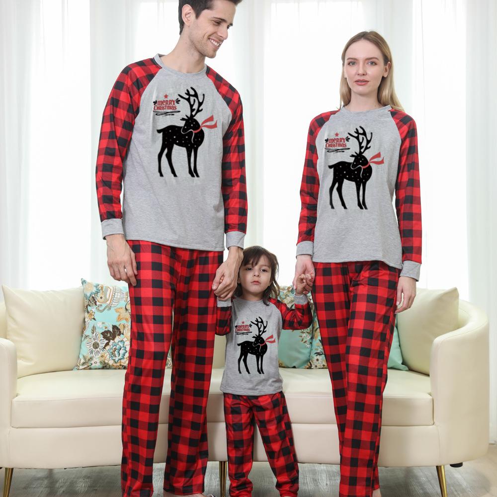 Family Christmas Gray Deer Printing Pajama Set