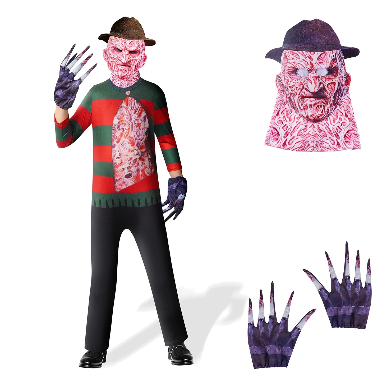 Michael Freddy Jason Halloween Cosplay Costume for Kids Scary Killer Jumpsuit Cosplay with  Mask 4-12 Years