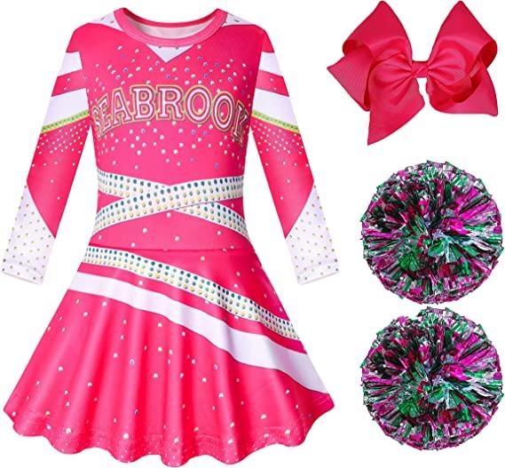 Zombies Girls Cheerleader Costumes Toddler Cheerleading Dress up for Party Movie Halloween Kids Outfits Cosplay 3-10 Years