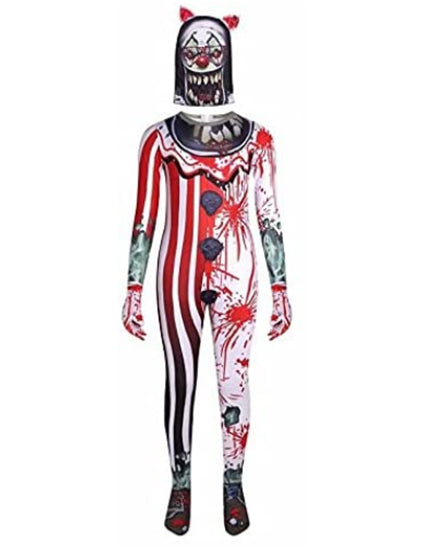 Killer Clown Costumes Scary Blood Devil Jumpsuit