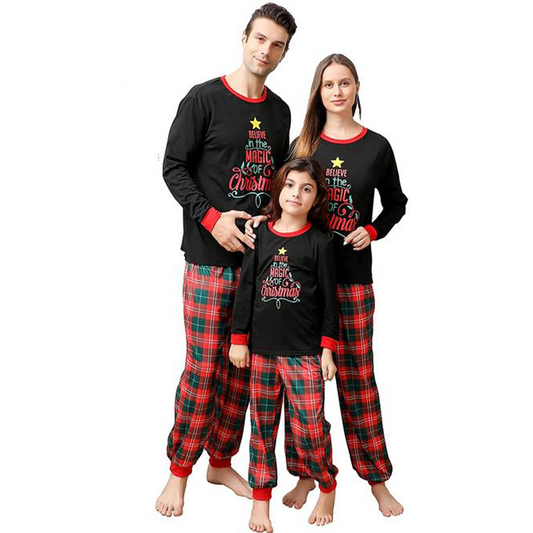 Matching Family Christmas Pajamas Set, Xmas Holiday PJs for Women/Men/Kids/Couples, Letter Printed Loungewear Sleepwear