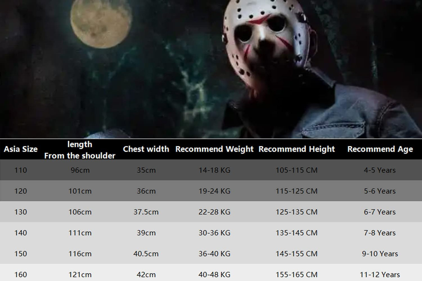 Halloween Scary Jason Costume for Kids Boys Machete Set Age 4-12