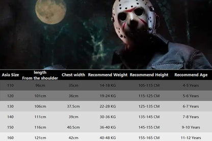Halloween Scary Jason Costume for Kids Boys Machete Set Age 4-12