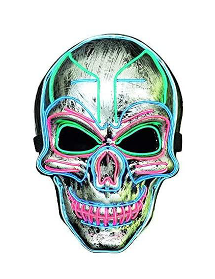 LED Halloween Mask with EL Wire Light up 3 Flashing-Modes