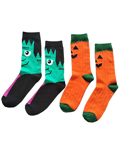 Mens Halloween Printed Crew Long Casual Socks（2Packs）