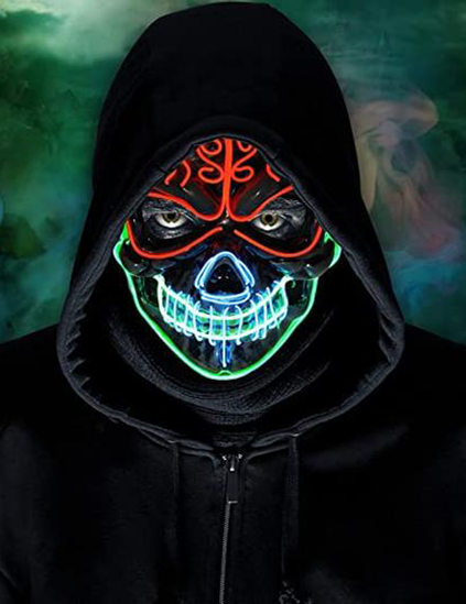 LED Halloween Mask, 2021 Upgraded Scary With 3 Lighting Modes