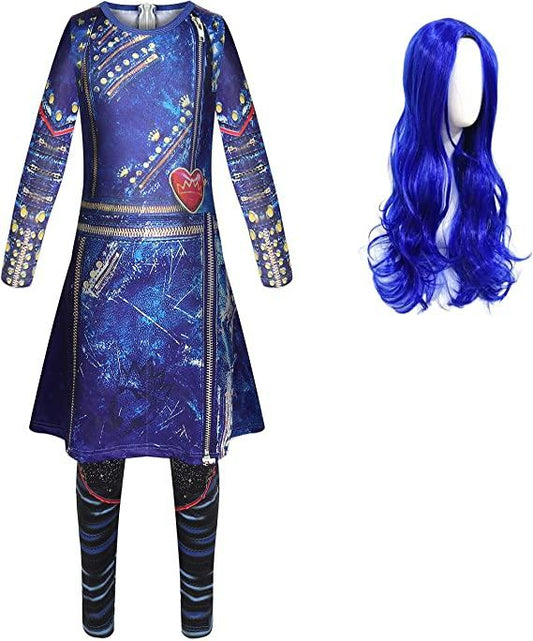 Descendants Of The Sun Girls Cosplay with Dragon Wings Girls Witch Queen Dress with Purple Hat Halloween Party Cosplay