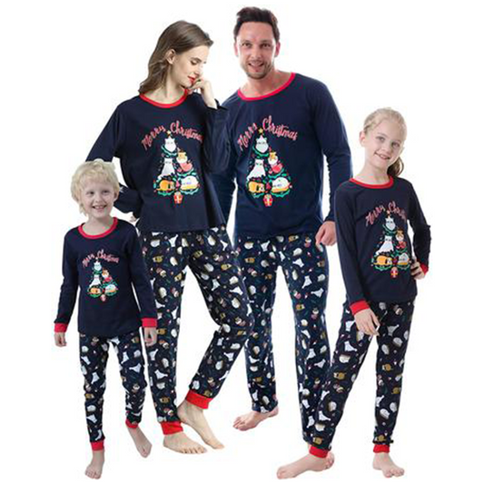 Christmas Family Matching Pajama Red Holiday Pjs Sets Cotton Sleepwear