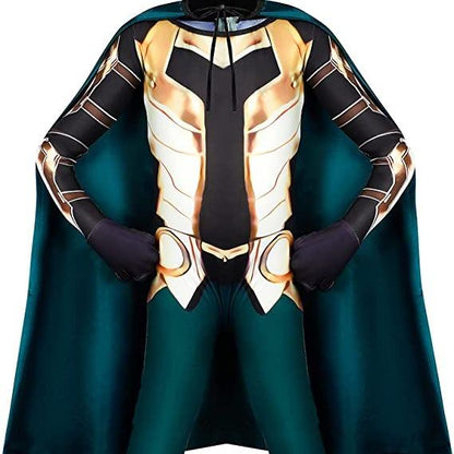 Superhero Costume for Kids Boys Party Jumpsuit Halloween Cosplay with Cape Helmet 5-12 Years